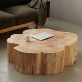 Natural Wood Coffee Table with Unique Petal Design Main Product Image